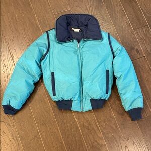 Gerry Teal and Navy Vintage Down Puffer Coat